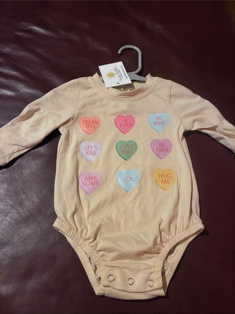 Gymboree Peach Long-Sleeve Conversation Heart Bodysuit